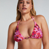 Top de bikini triangular Floral, Rosa