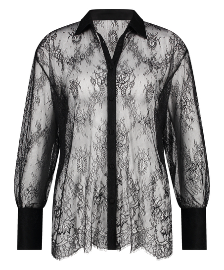 Top de encaje Camille, Negro