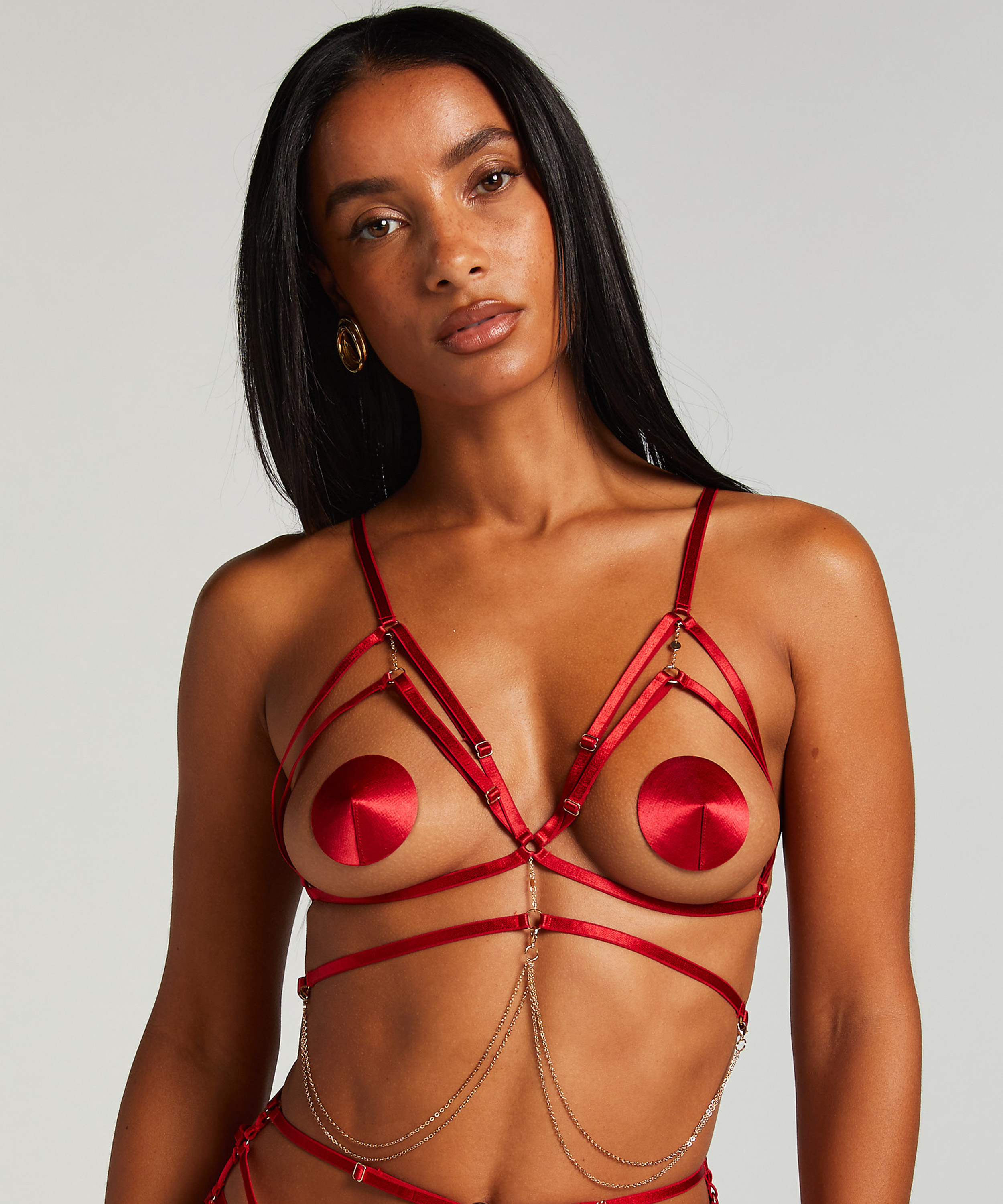 Top de bralette chain, Rojo, main