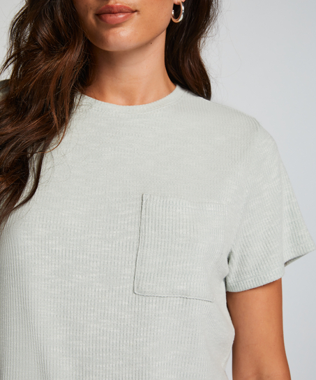 Top de manga corta de canalé, Verde