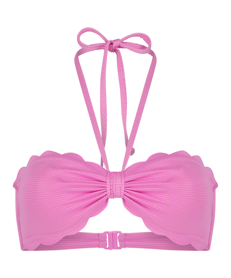 Top de bikini bandeau Scallop, Rosa
