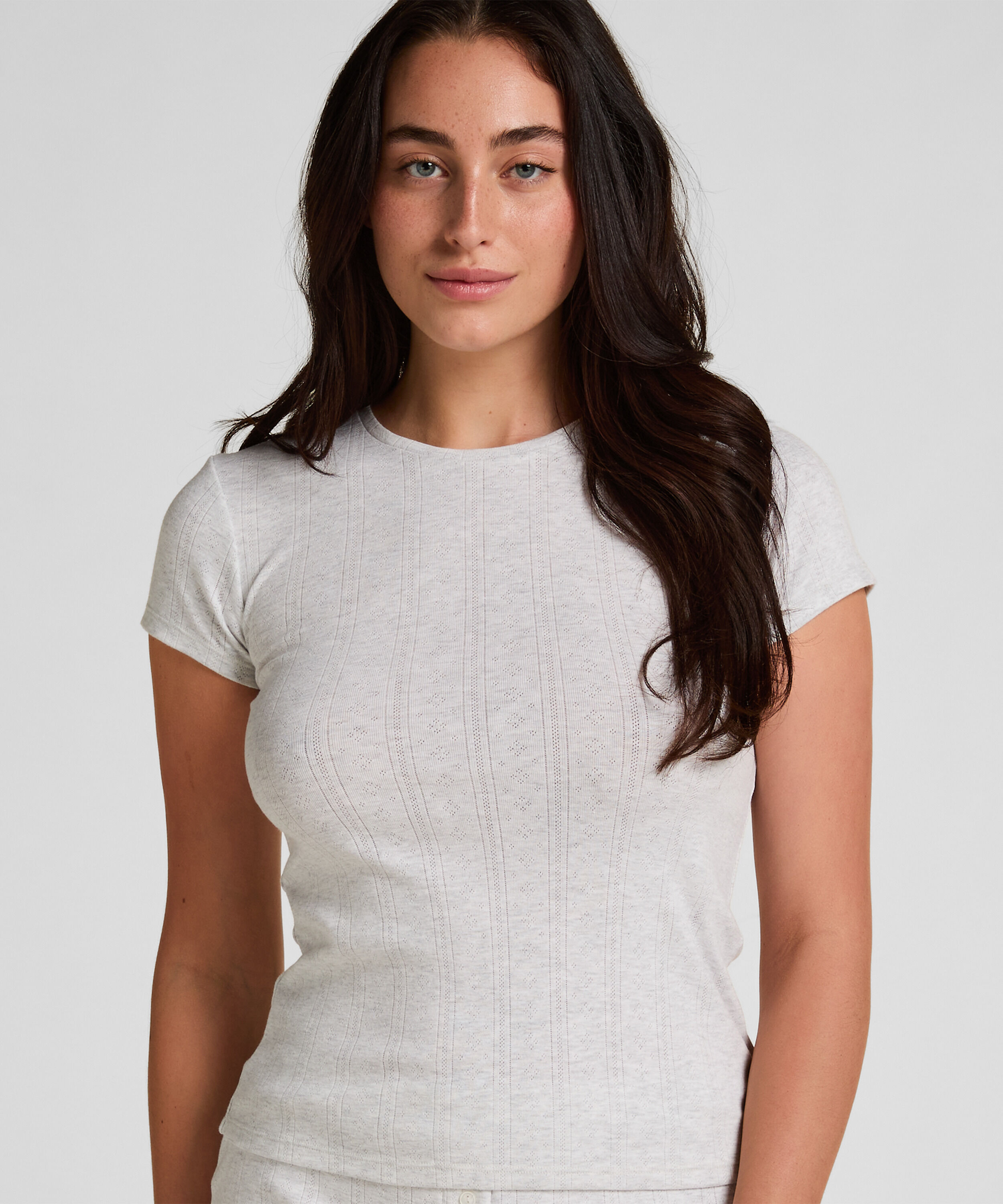 Top en pointelle, Gris