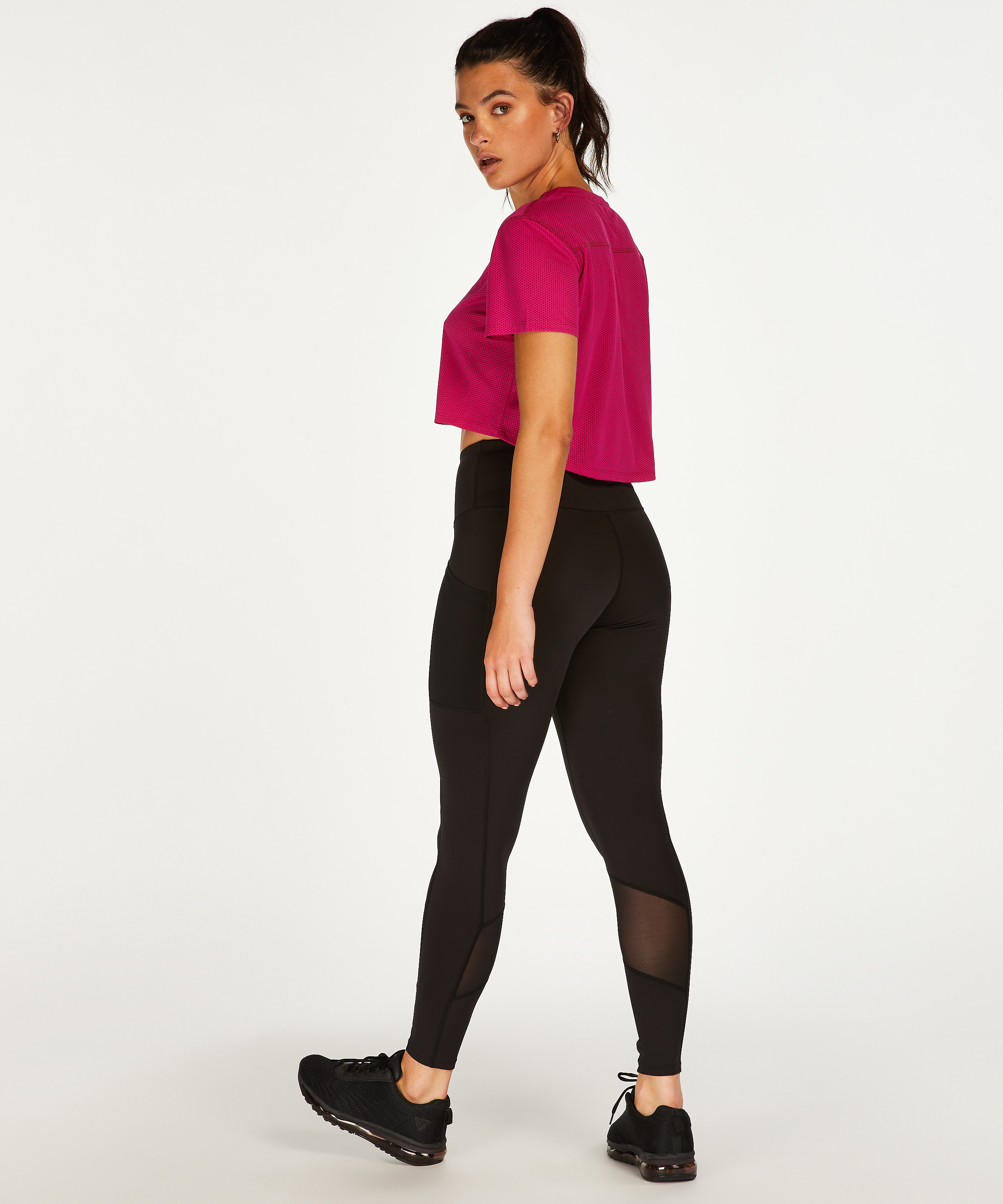 HKMX Top corto de rejilla, Rosa, main