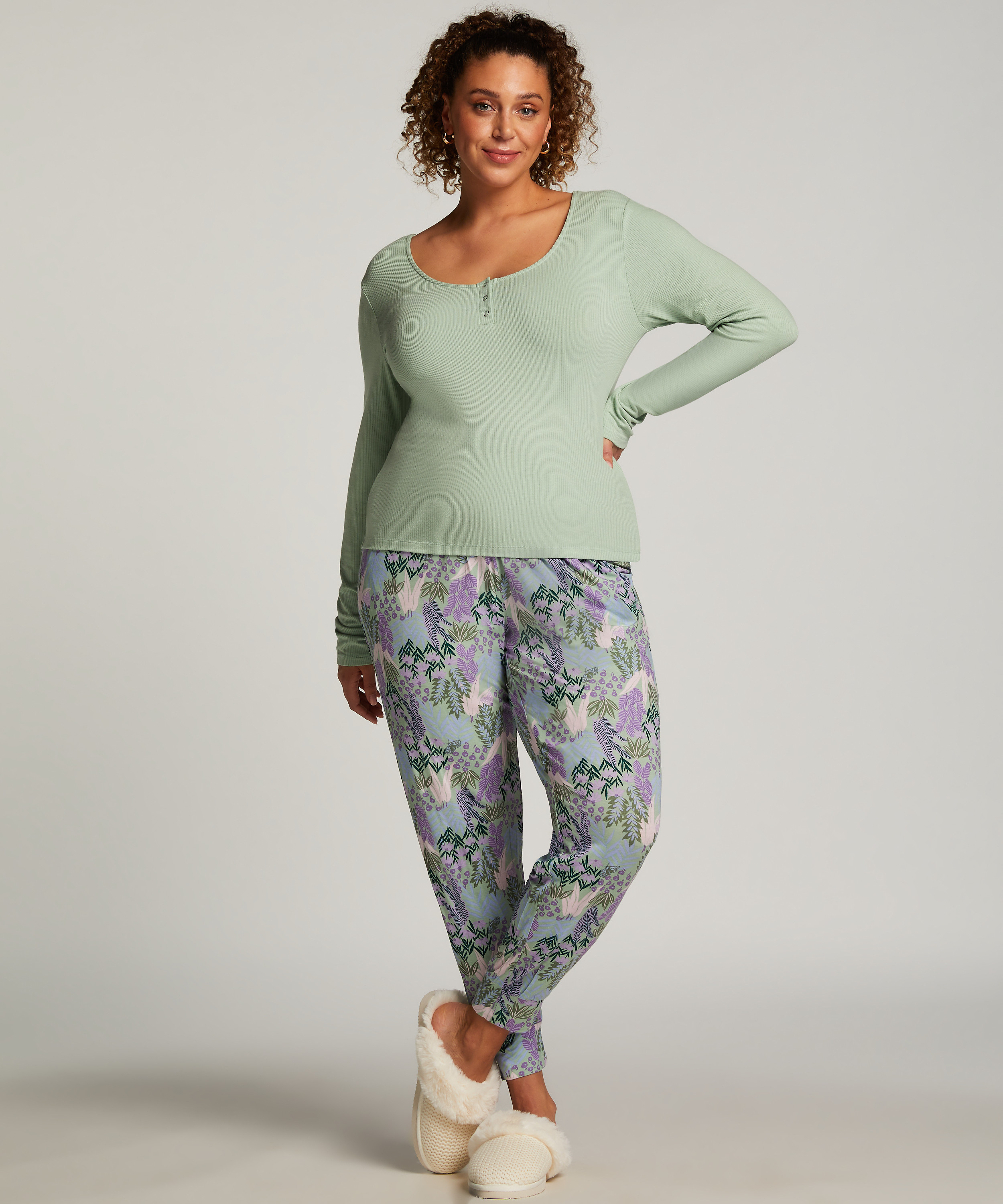 Top de pijama Rib, Verde, main