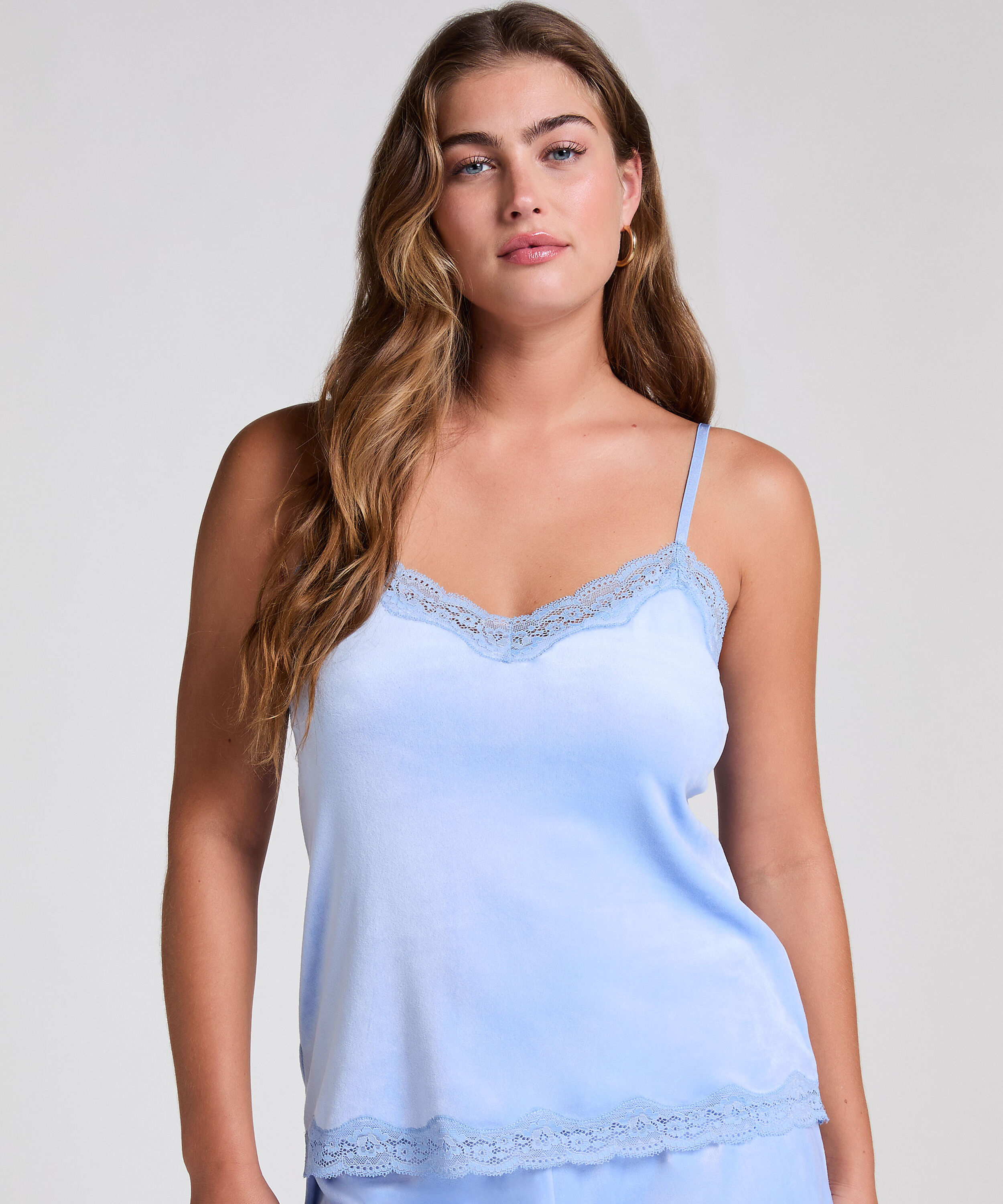 Camiseta top Velours Lace, Azul