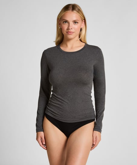 Camiseta de manga larga en algodón suave, Gris