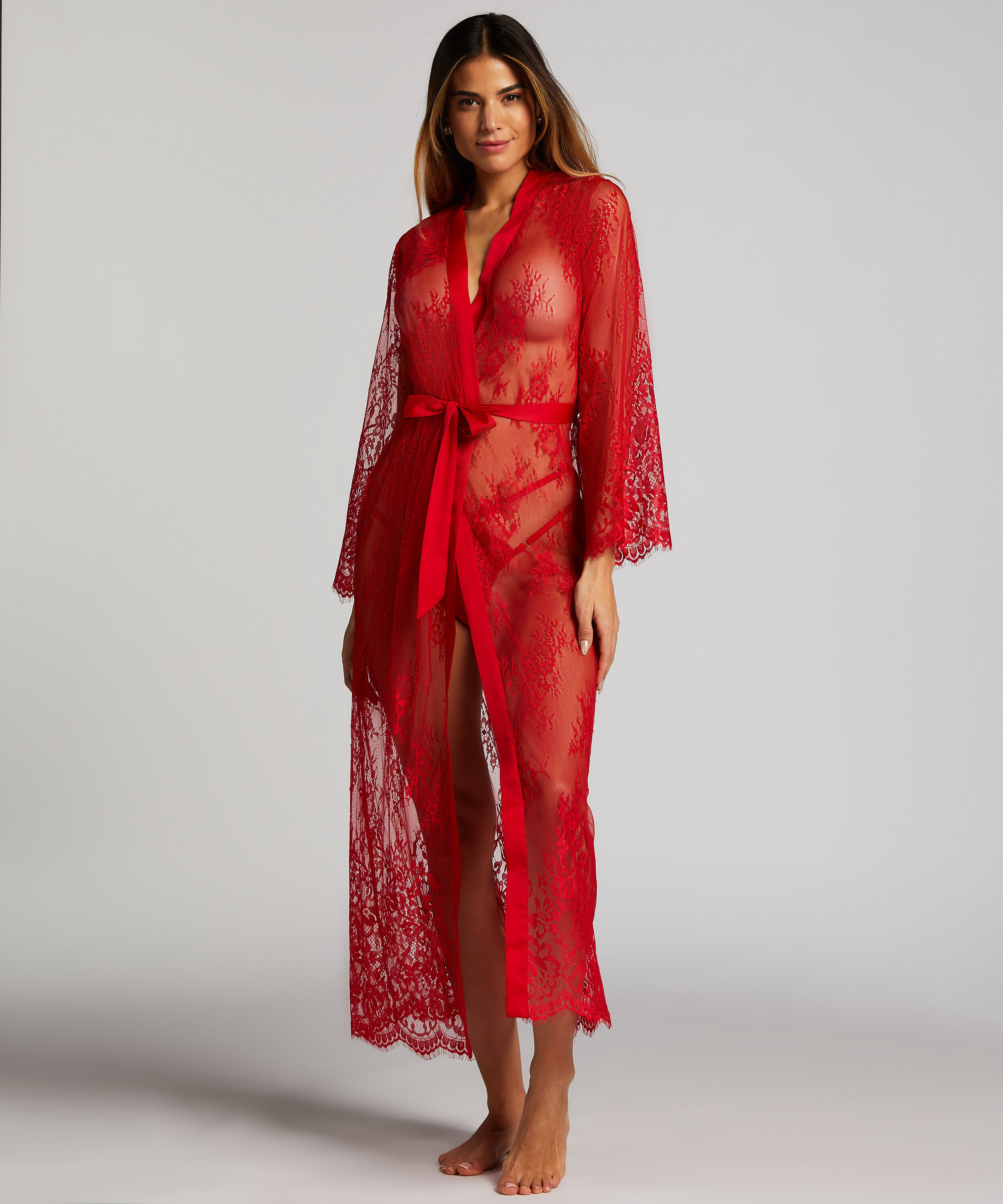 Kimono Allover Lace, Rojo