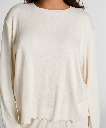 Pyjama Top Loose Pointelle, Blanco