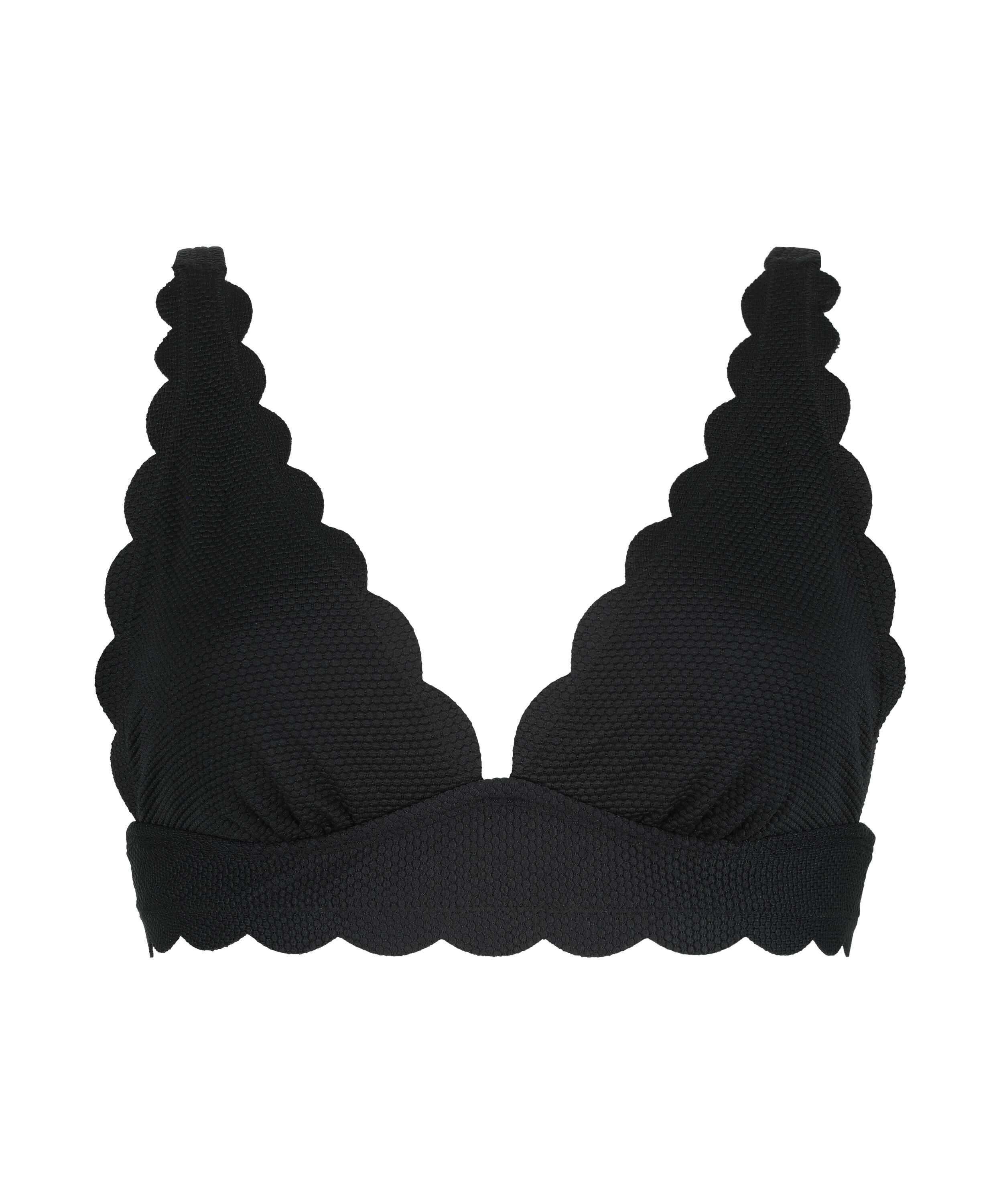 Top de bikini triangular Scallop, Negro Top de bikini triangular Scallop, Negro