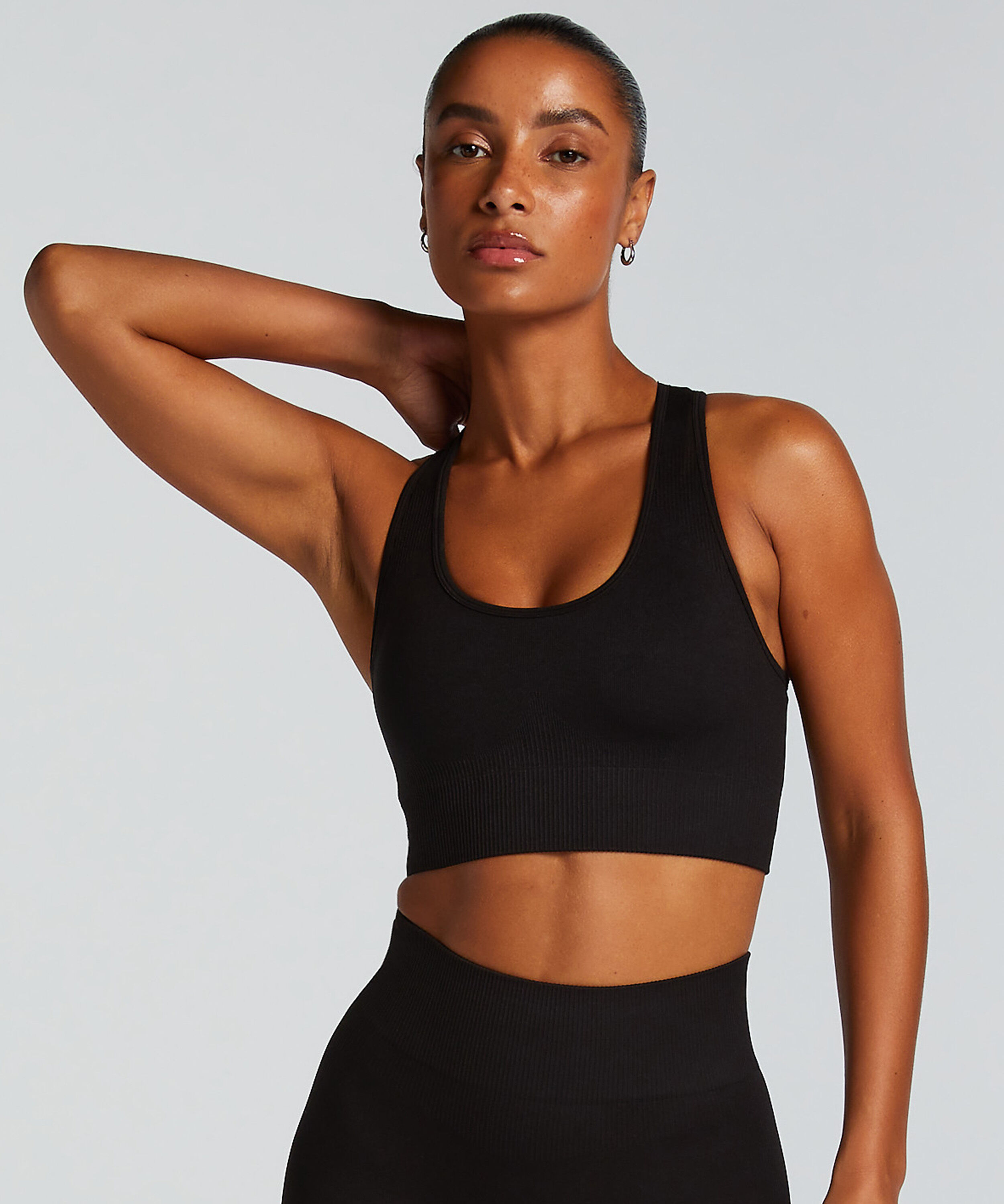 HKMX Sujetador deportivo sin costuras, Negro