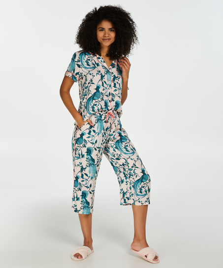 Chaqueta de pijama de manga corta tejida, Rosa