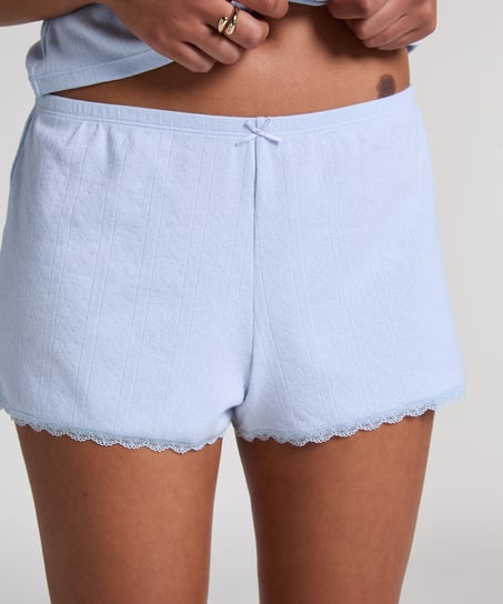 Short en pointelle, Azul