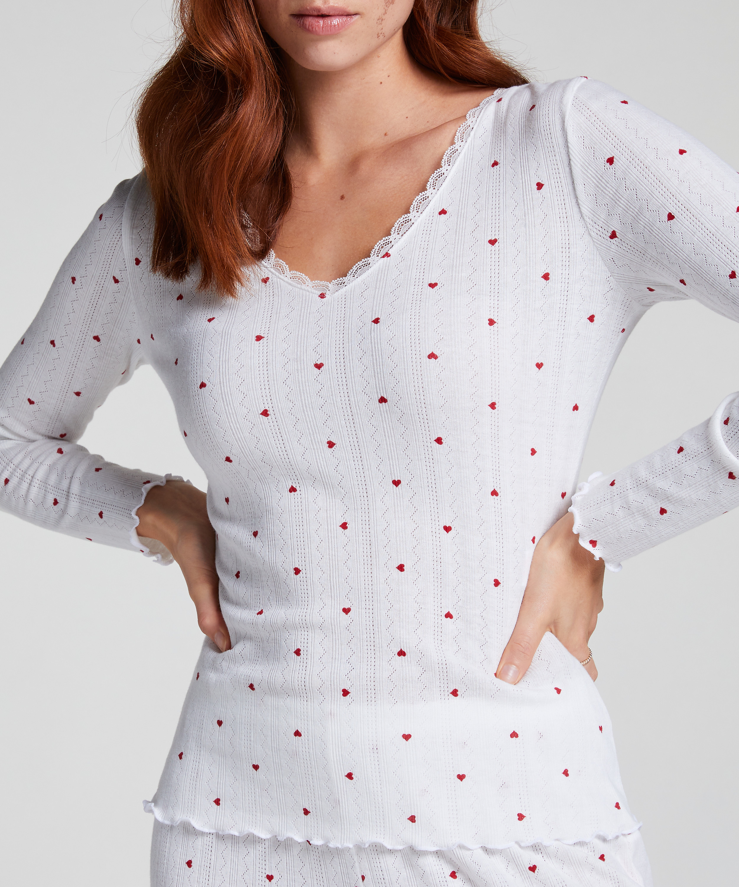 Top de pijama Pointelle, Blanco, main