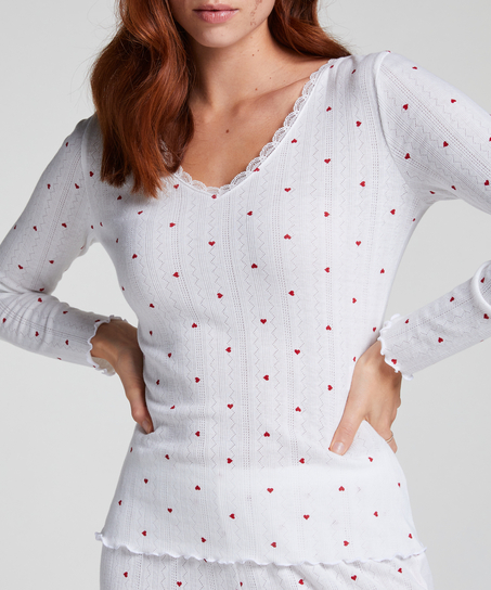 Top de pijama Pointelle, Blanco