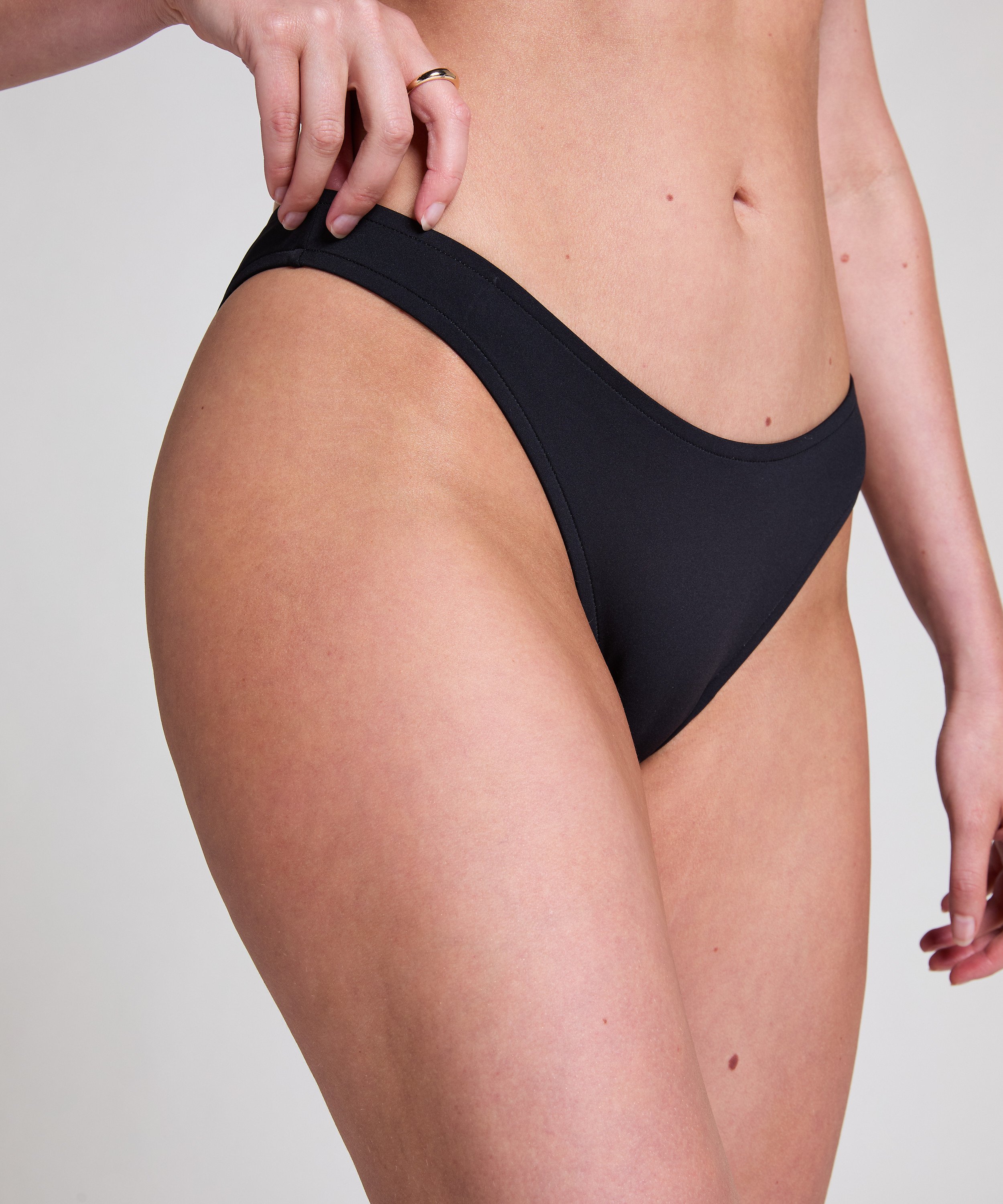 Braguita de bikini de tiro alto de neopreno, Negro, main
