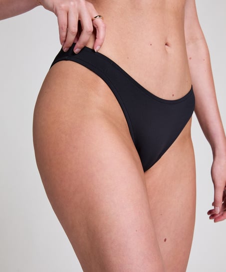 Braguita de bikini de tiro alto de neopreno, Negro