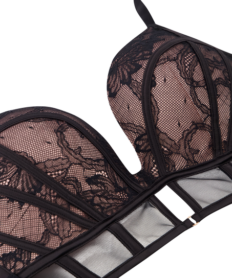 Sujetador push-up longline sin aros y relleno Magdalena, Negro