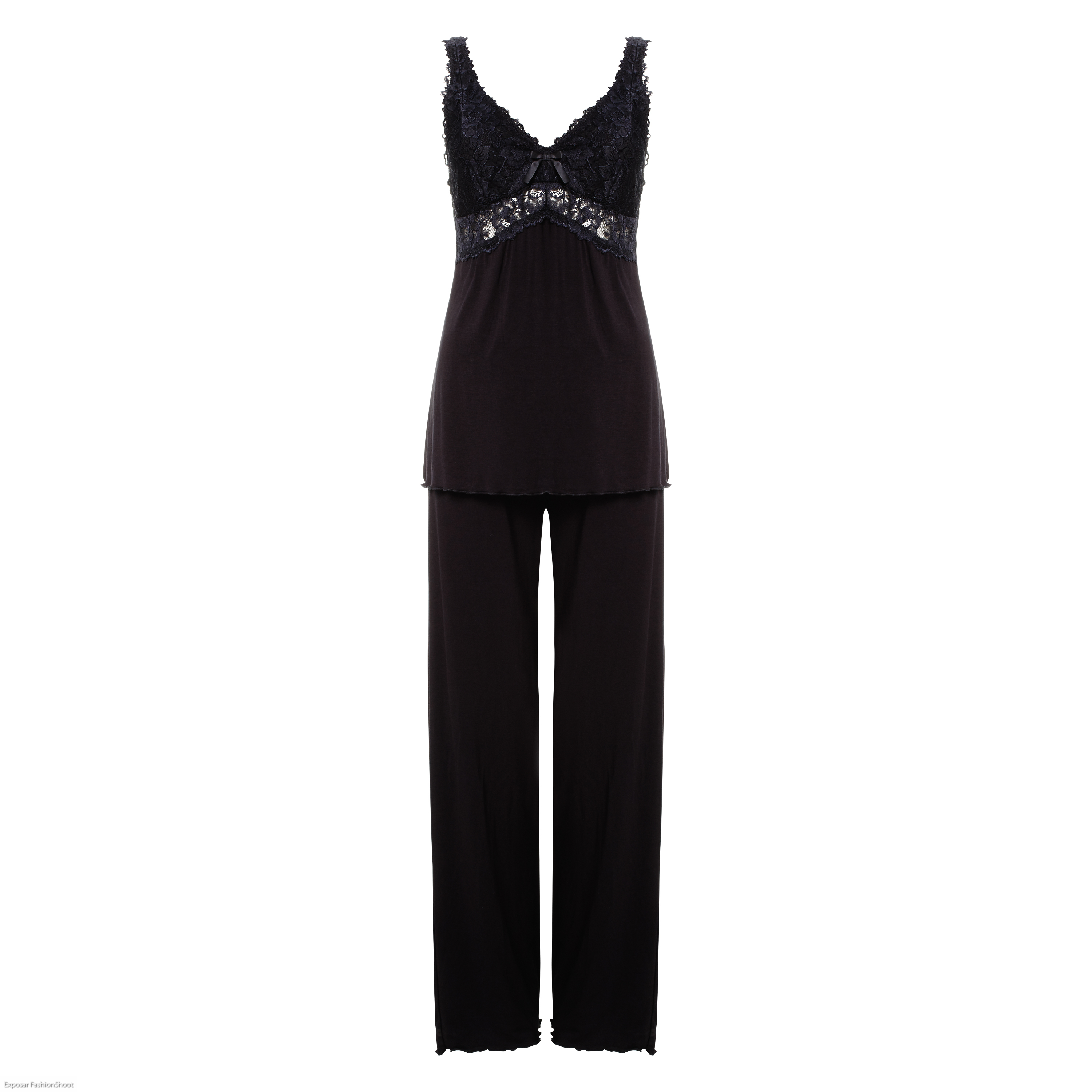 Pyjamaset Modal lace, Negro, main