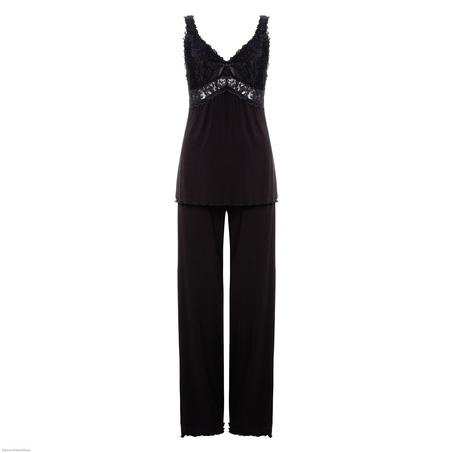 Pyjamaset Modal lace, Negro