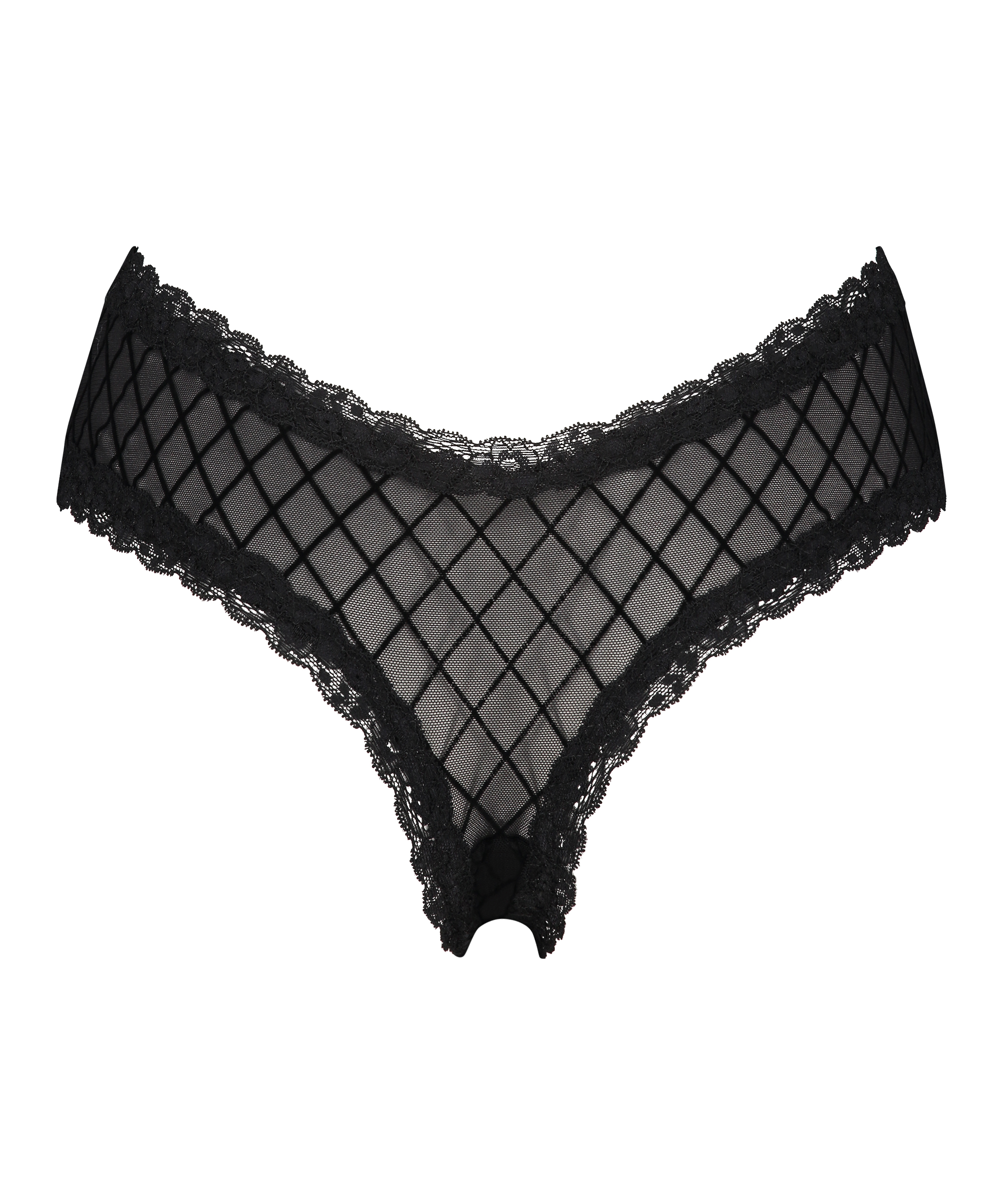 Brasileña en forma de V burn-out mesh, Negro, main