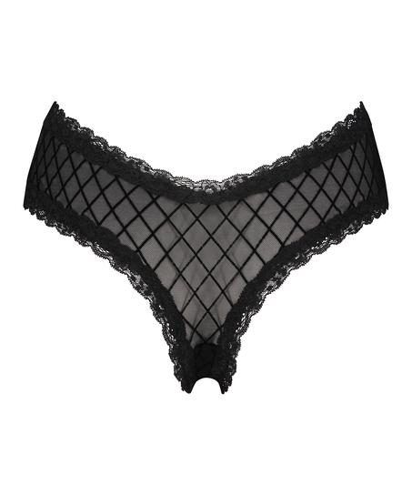 Brasileña en forma de V burn-out mesh, Negro