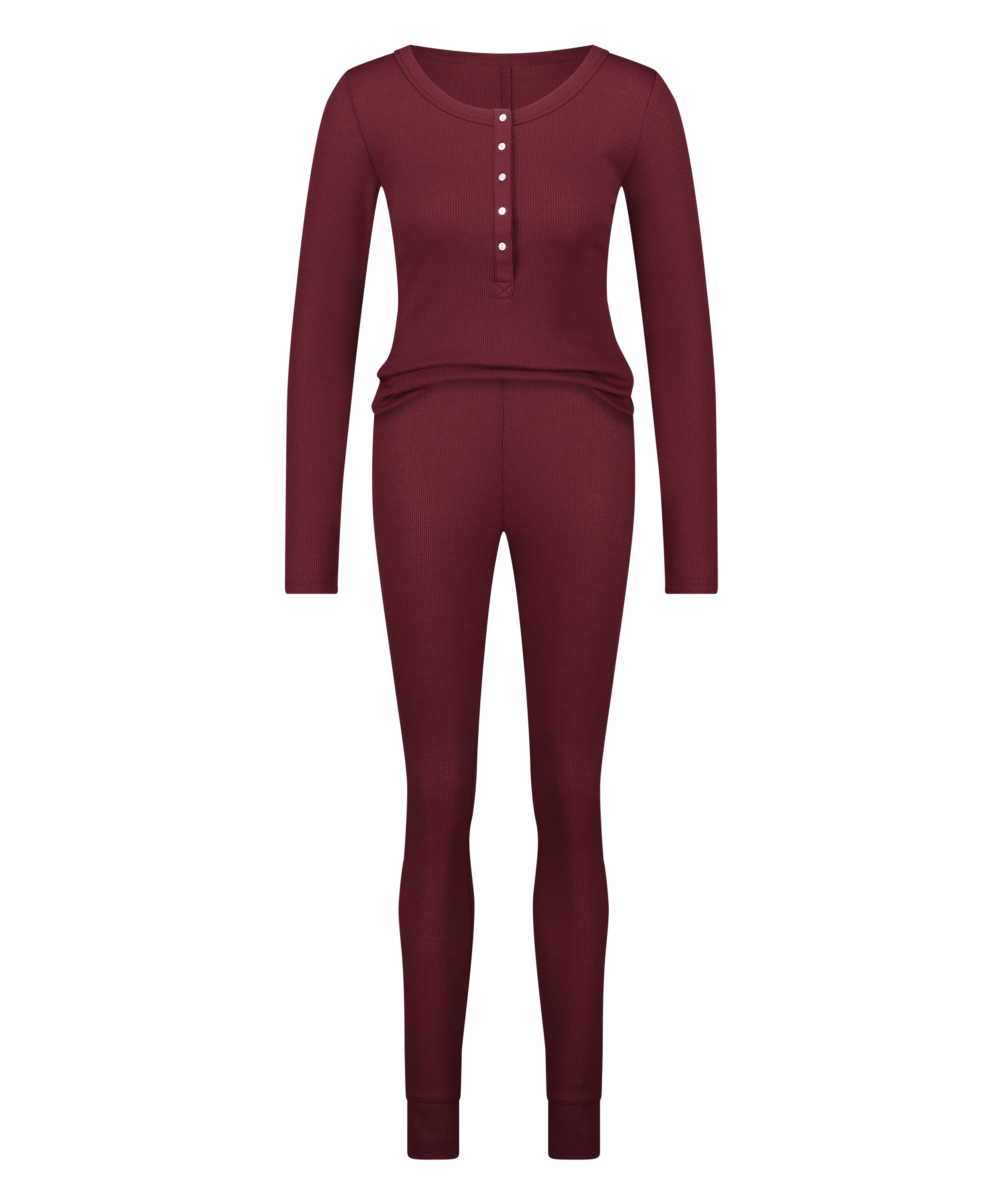 Pijama Waffle Placket, Morado, main