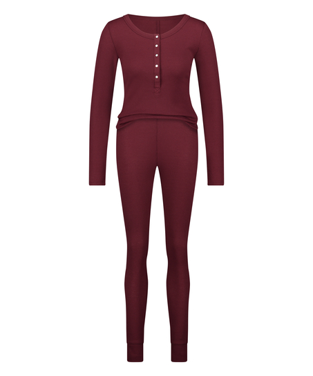 Pijama Waffle Placket, Morado