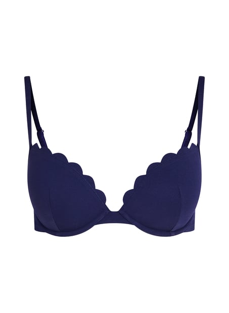 Top de bikini preformado con efecto realce Scallop Copa A - E, Azul