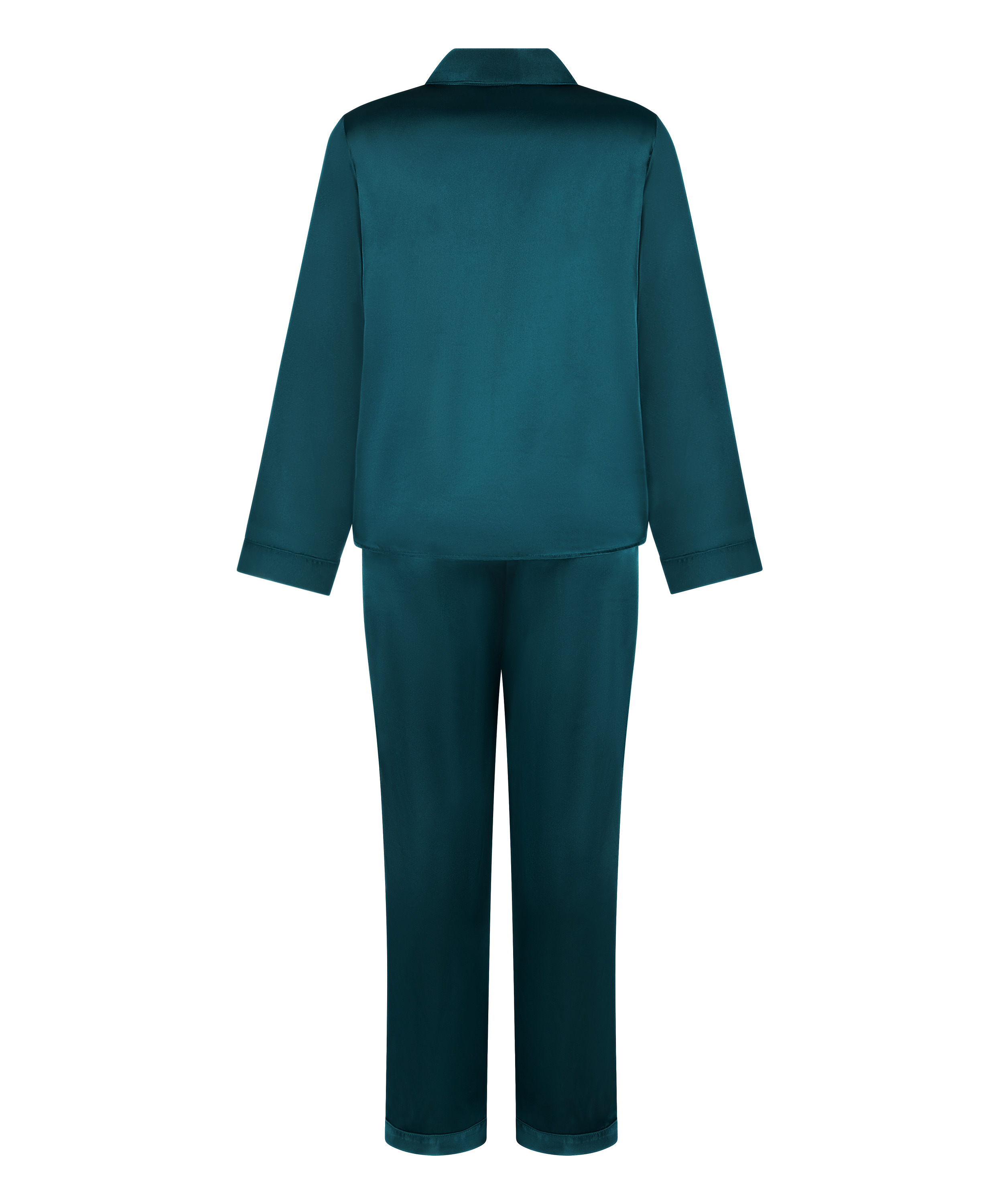 Conjunto de pijama de sat&eacute;n brillante, Azul, main