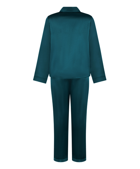 Conjunto de pijama de sat&eacute;n brillante, Azul