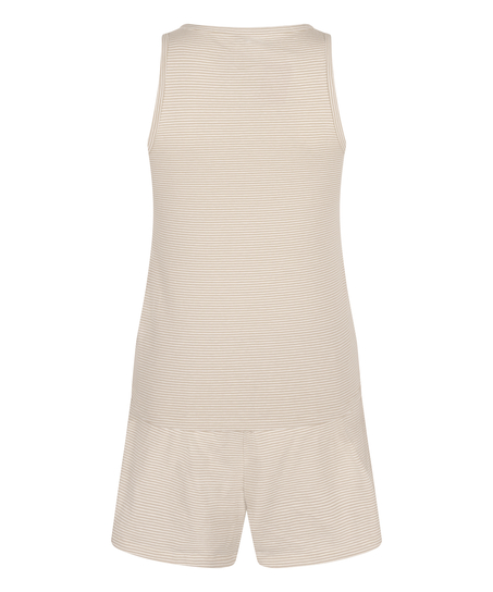 Conjunto de pijama con camiseta sin mangas de punto jersey, Beige
