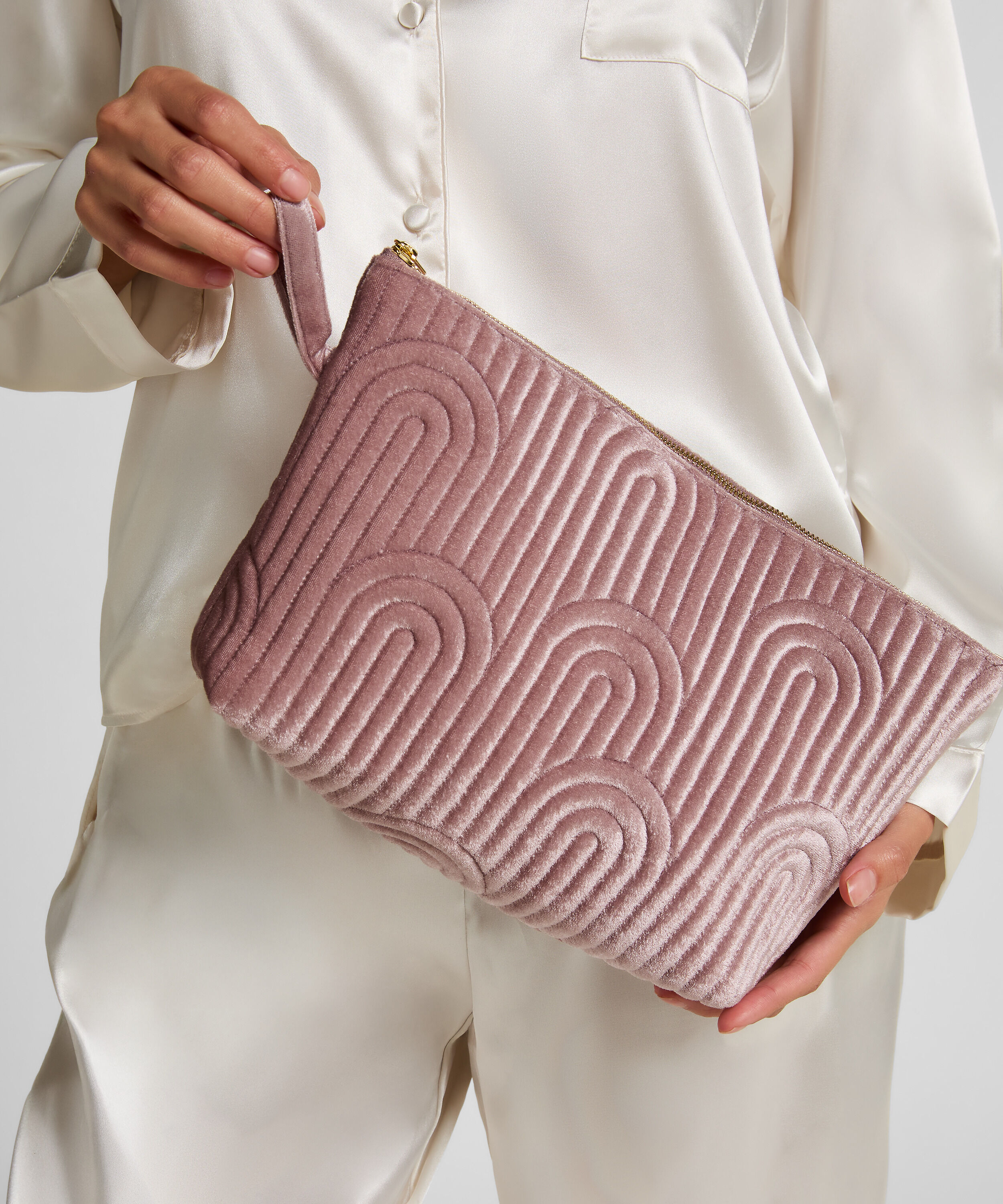 Neceser de maquillaje de terciopelo Grande, Morado