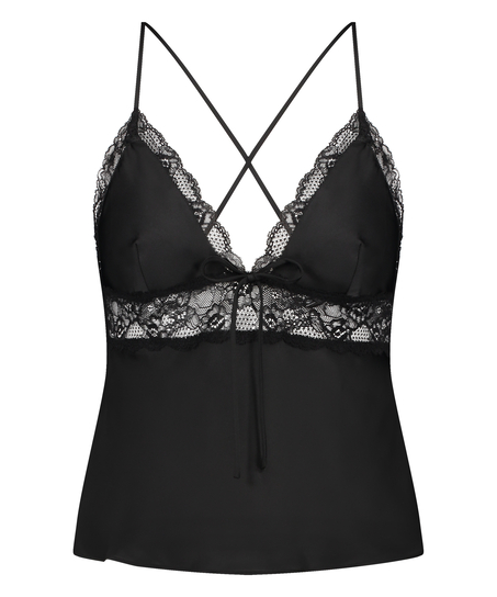 Top Cami Satén Marcela, Negro