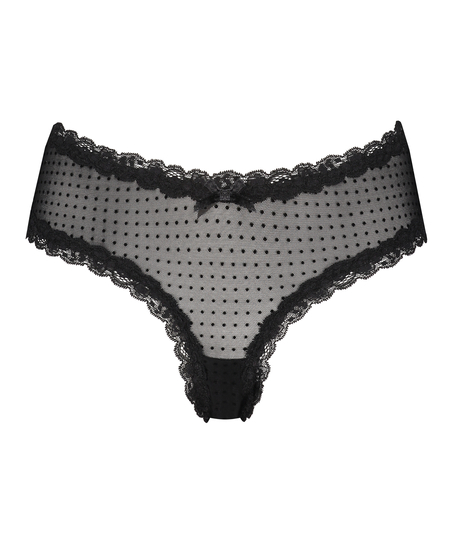 Brasileña en forma de V burn-out mesh, Negro