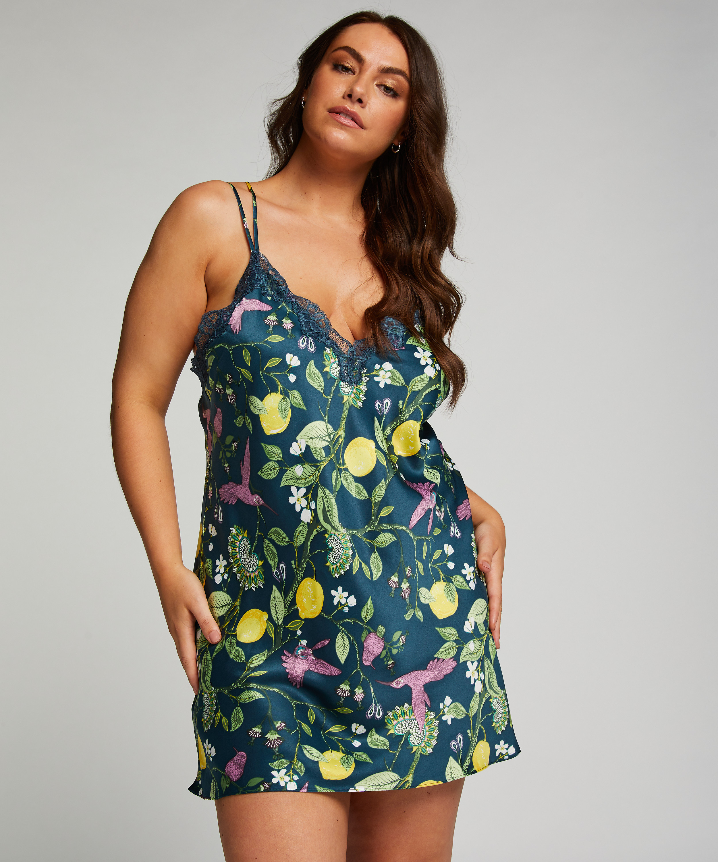 Vestido lencero Satin, Azul, main