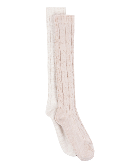 2 pares de calcetines altos, Beige