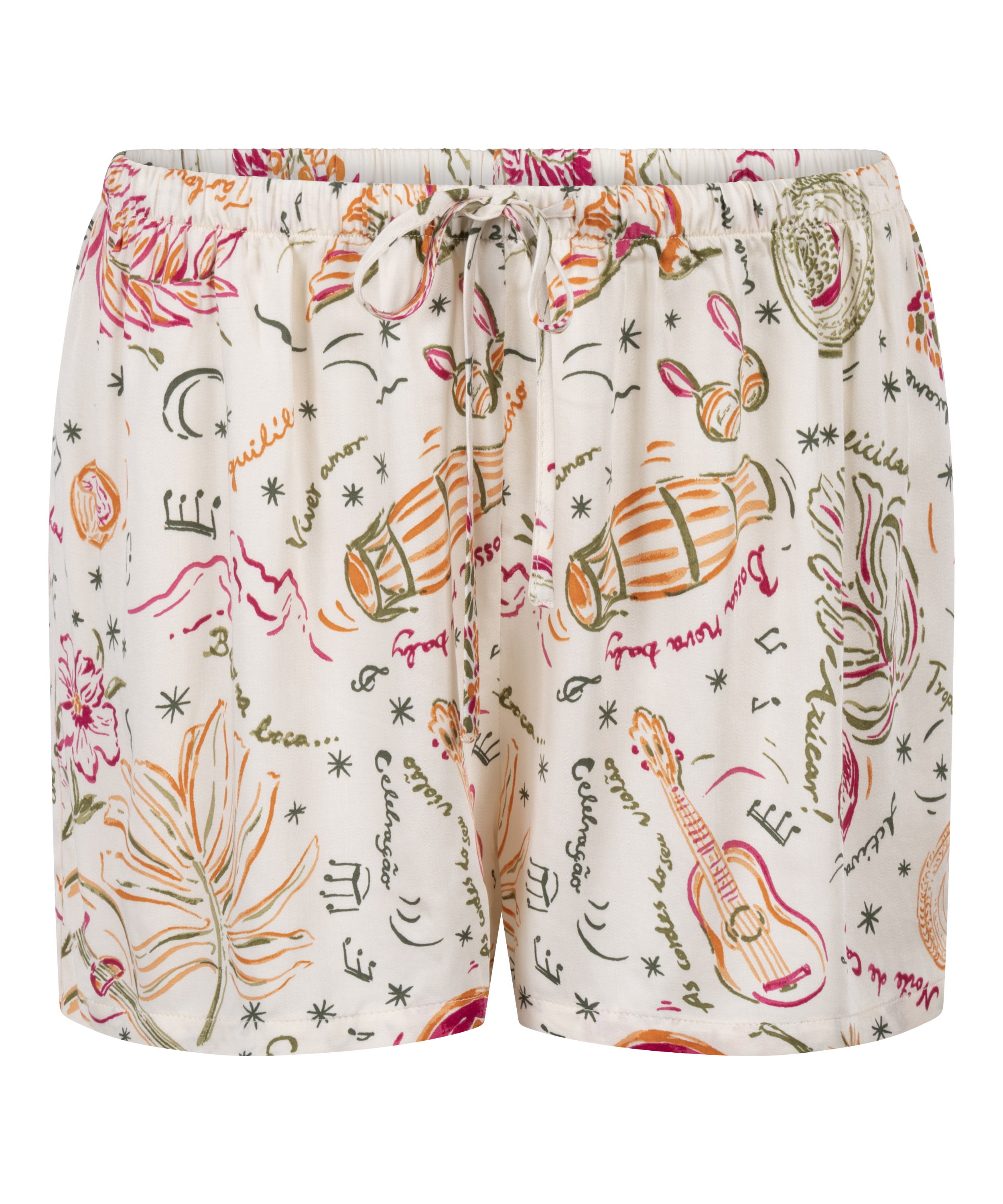 Short de sat&eacute;n, Blanco, main