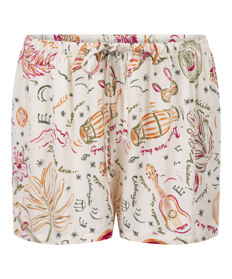 Short de sat&eacute;n, Blanco