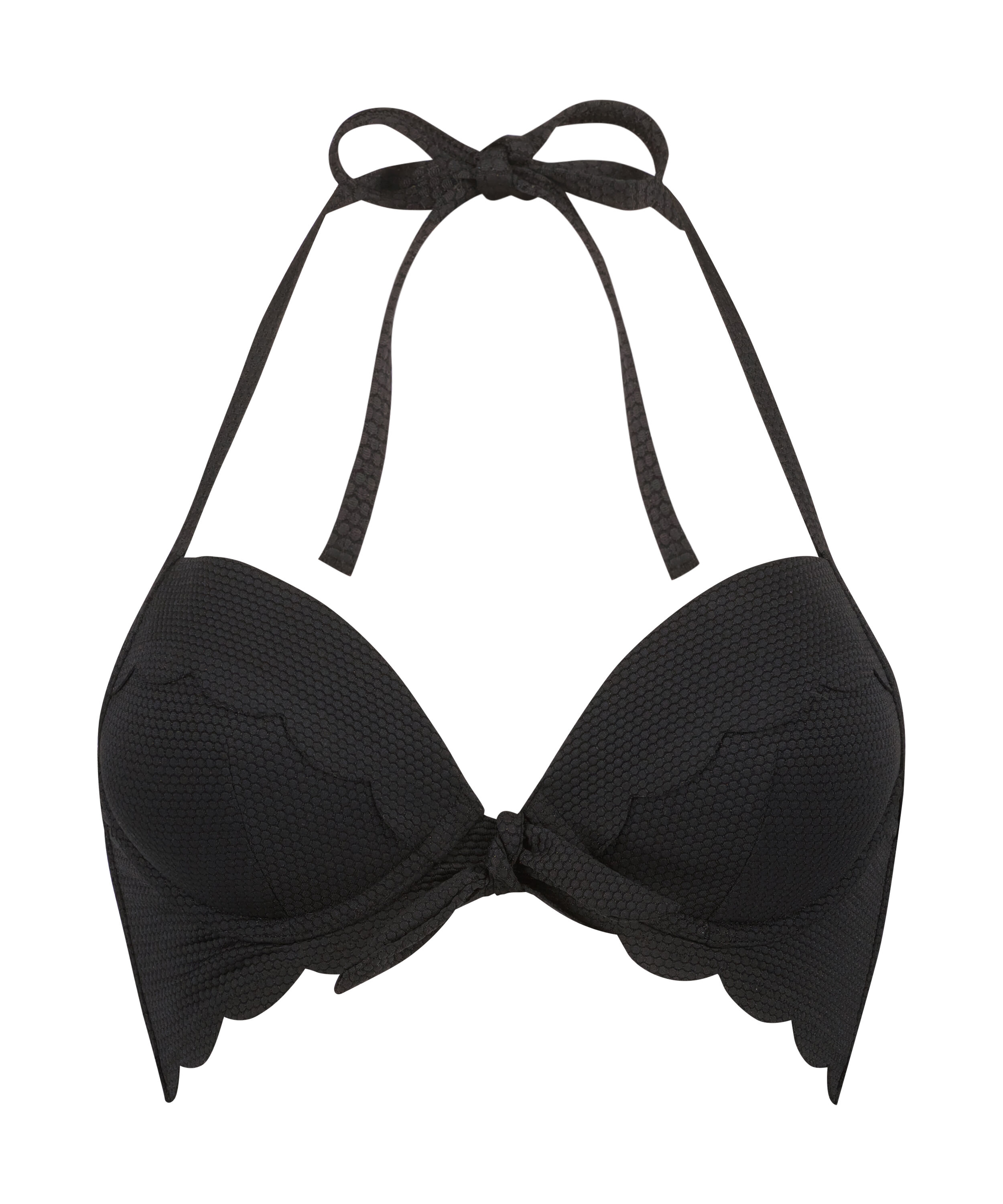 Top de bikini preformado con efecto realce Scallop Copa A - E, Negro
