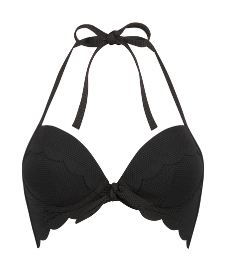 Top de bikini preformado con efecto realce Scallop Copa A - E, Negro