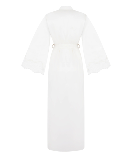 Kimono largo de sat&eacute;n Valerie, Blanco