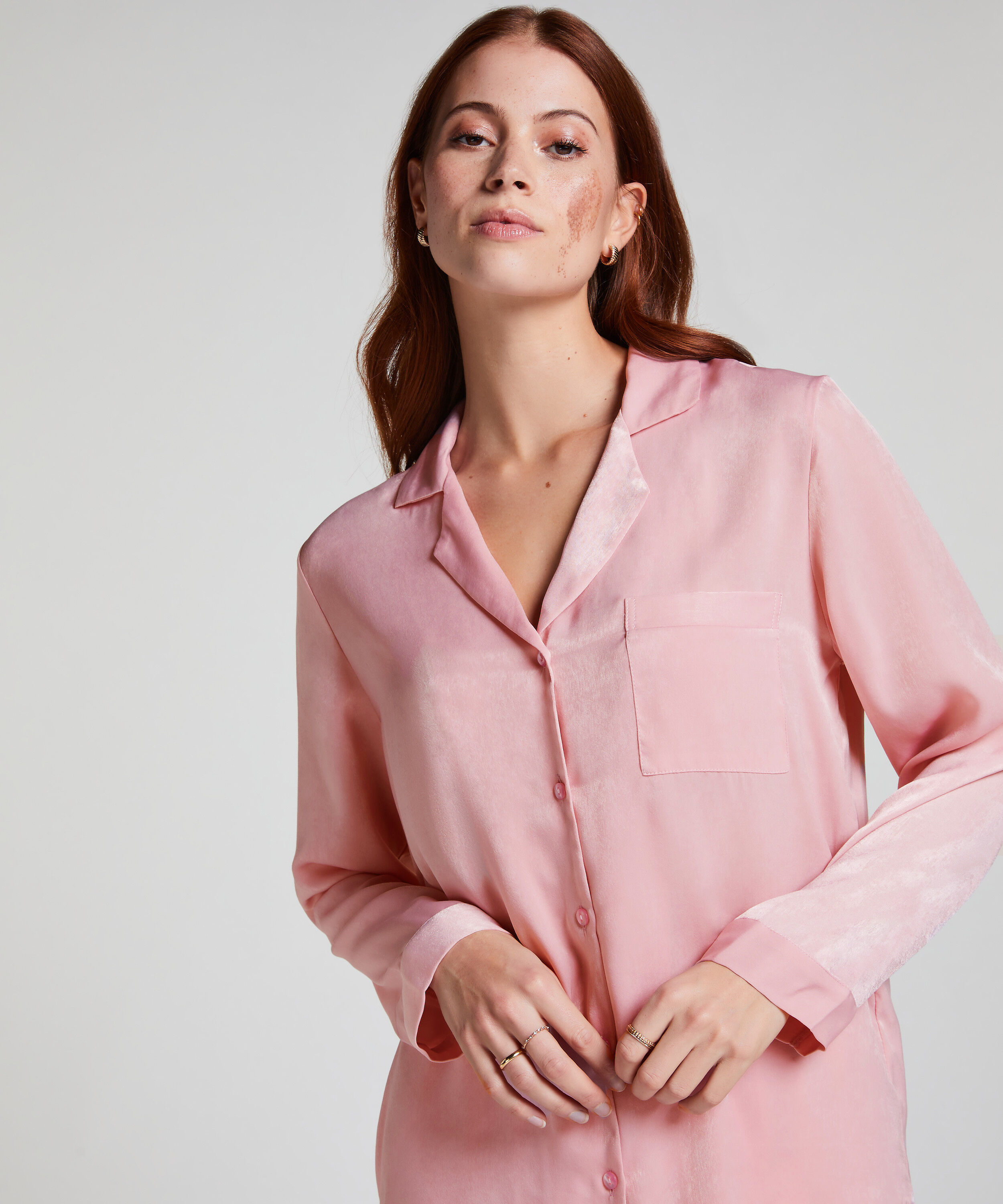Chaqueta de manga larga y satén, Rosa