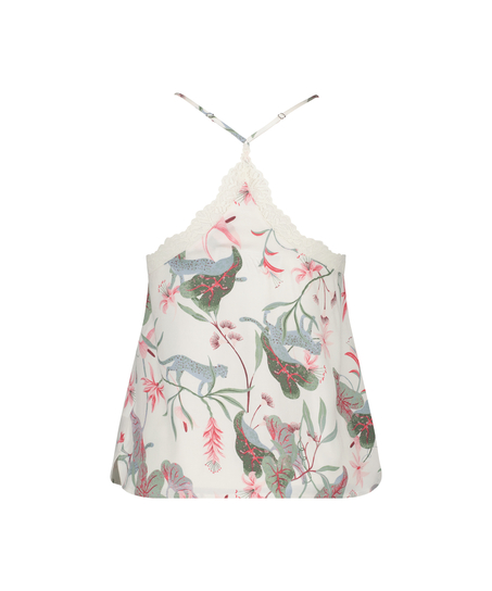 Camiseta top Woven Lace, Blanco