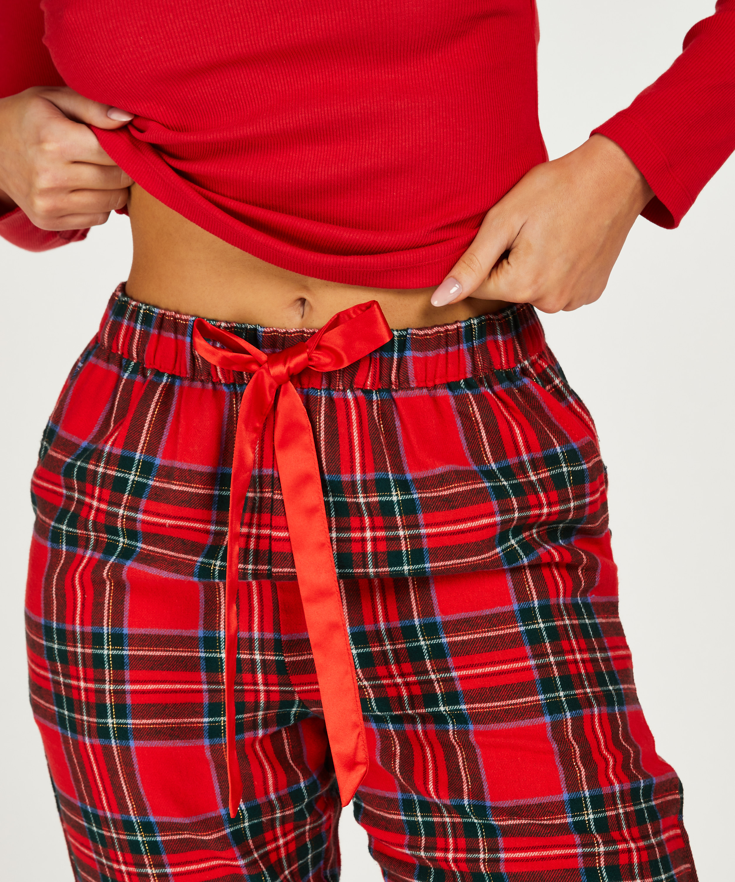 Petite pantalones de pijama de franela, Rojo, main