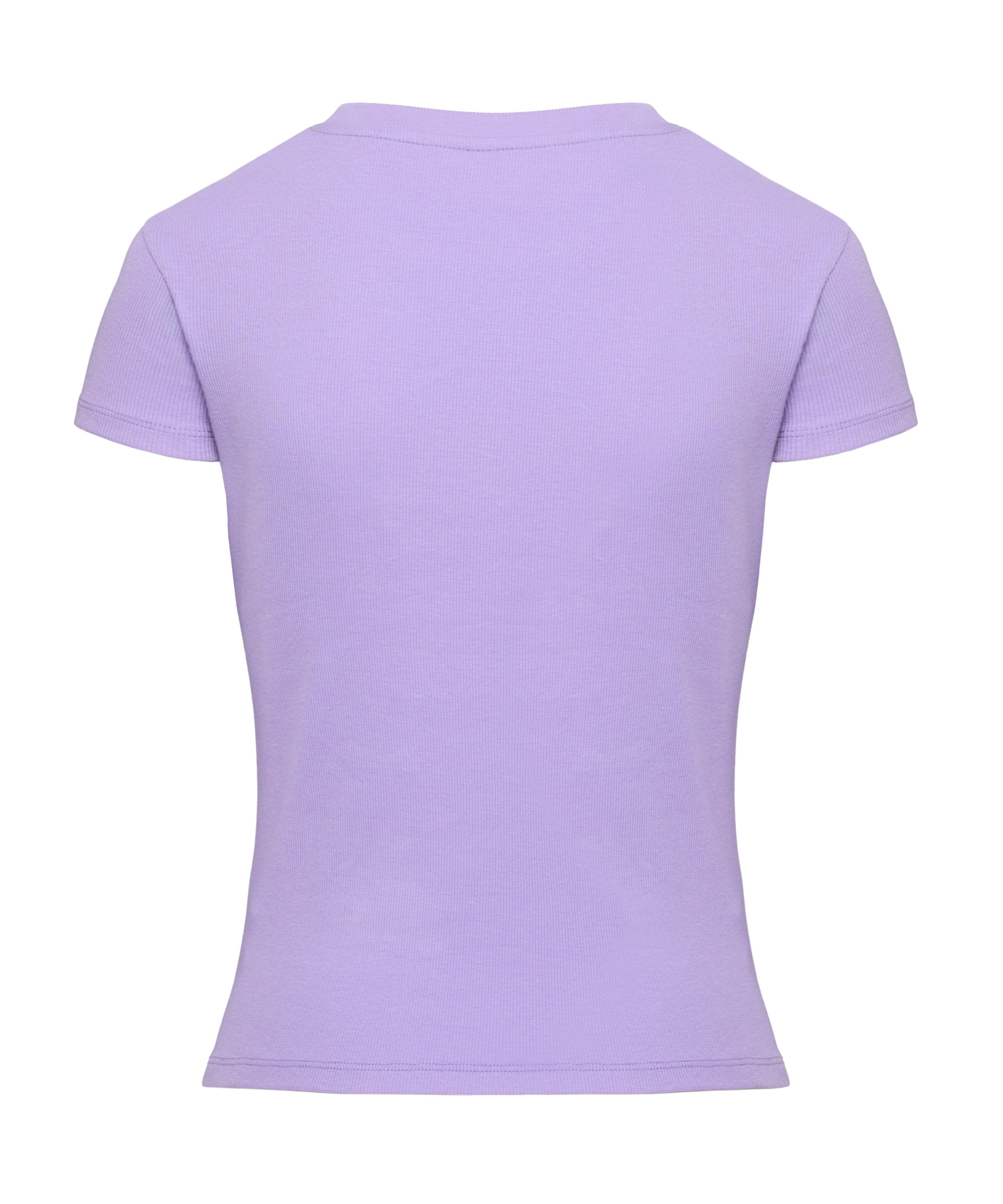 Top de pijama de manga corta rib crew neck, Morado, main