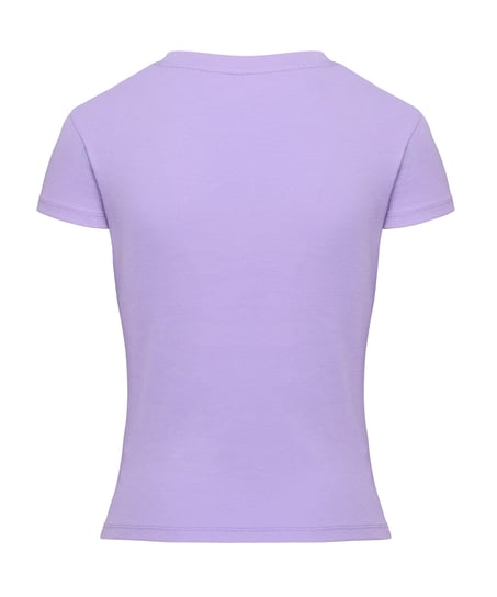 Top de pijama de manga corta rib crew neck, Morado