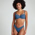 Top de bikini acolchado con aros Scallop, Azul