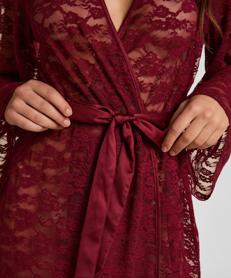 Kimono de encaje integral, Rojo
