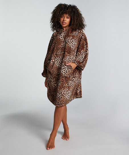 Flannel Fleece Hoodie, Beige