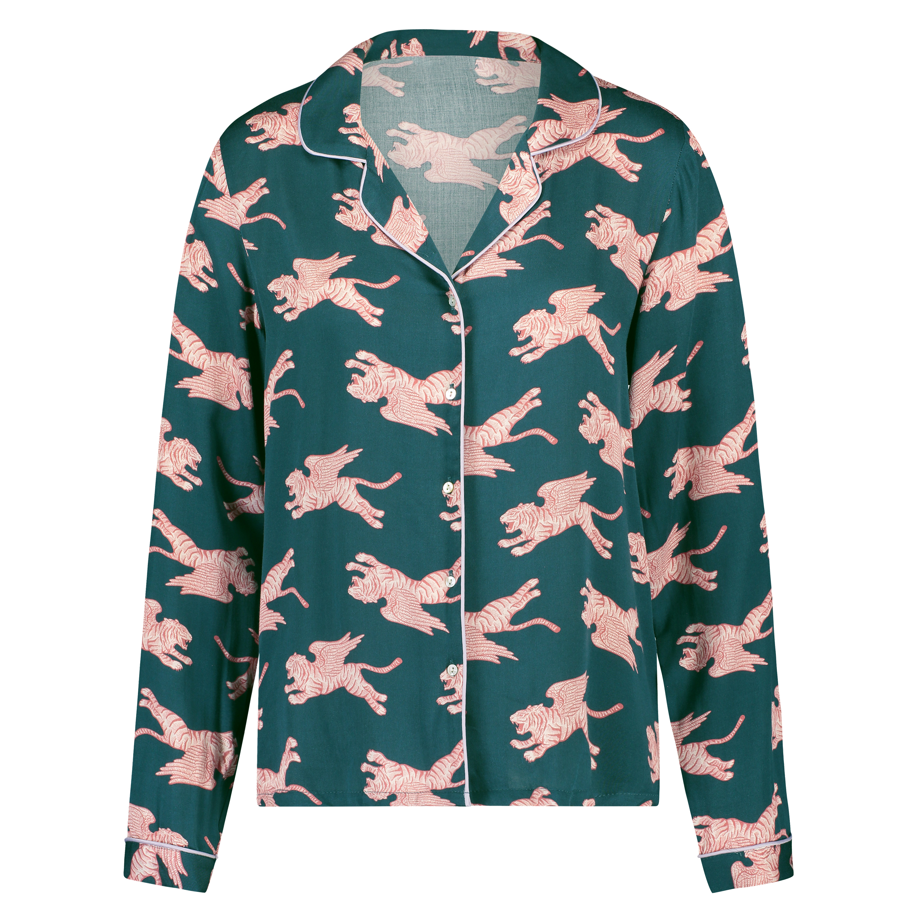 Chaqueta de pijama de manga larga tejida, Azul, main